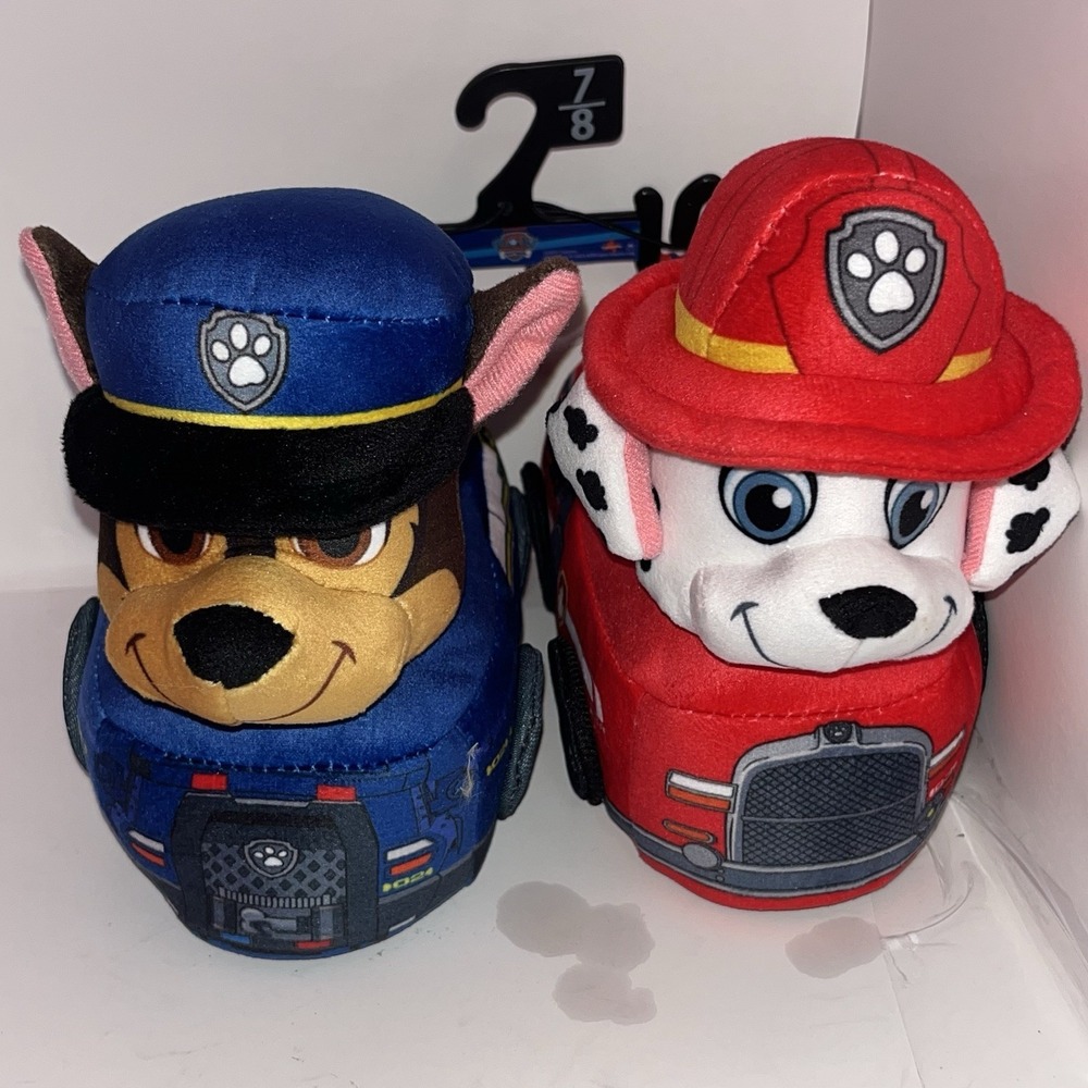 Nickelodeon Paw Patrol Slippers Toddler 7/8 NWT Plush Chase & Marshall
